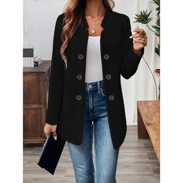 Women's Casual Business Open Front Cardigan Coat Long Sleeve Notch Collar Office Blazer Jacket - Image 10