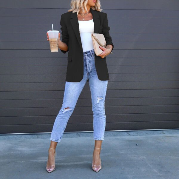 Womens Casual Blazers Open Front Long Sleeve Work Office Suit Jackets Blazer - Image 8