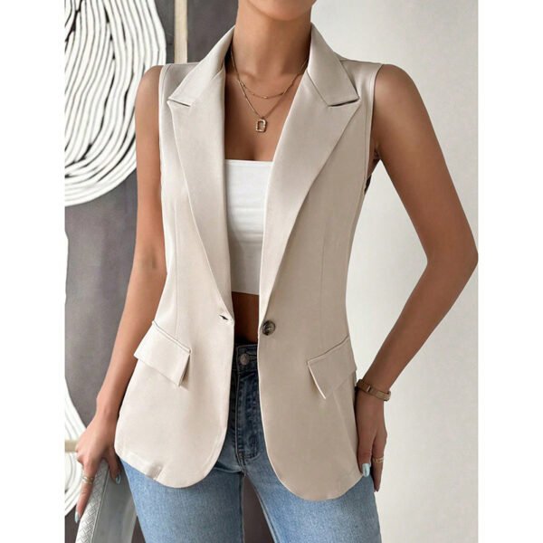 Women's Sleeveless Vest Blazer Casual Open Front Work Office Tops Jacket - Image 4