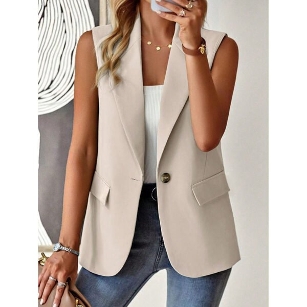 Women's Sleeveless Vest Blazer Casual Open Front Work Office Tops Jacket - Image 8