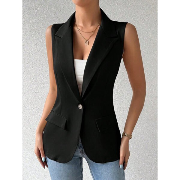 Women's Sleeveless Vest Blazer Casual Open Front Work Office Tops Jacket - Image 5