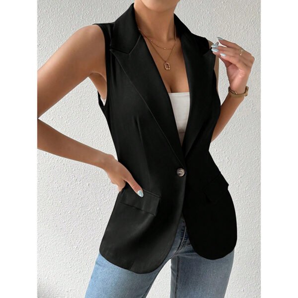 Women's Sleeveless Vest Blazer Casual Open Front Work Office Tops Jacket - Image 10