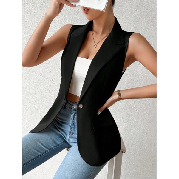 Women's Sleeveless Vest Blazer Casual Open Front Work Office Tops Jacket - Image 6
