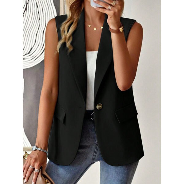 Women's Sleeveless Vest Blazer Casual Open Front Work Office Tops Jacket - Image 7