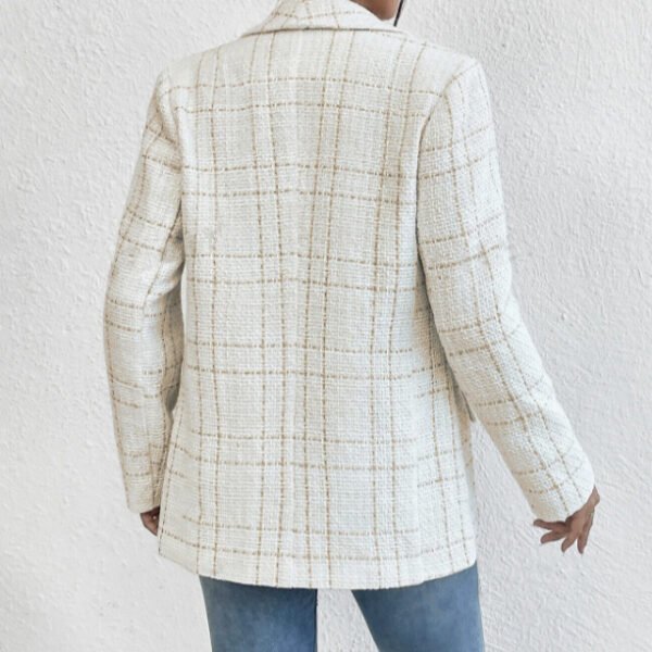 Ladies' Solid Color Linen Fake Pocket Design Fashionable Suit Jacket - Image 8