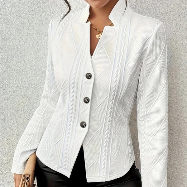 Women's Elegant Textured Open Front Business Casual Work Office Blazer Jacket Suit - Image 7