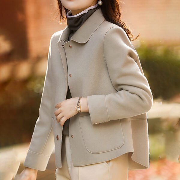 Women's Lightweight Autumn Short Coat - Single Breasted Turn Down Collar Long Sleeve Casual Outwear Jacket - Image 9