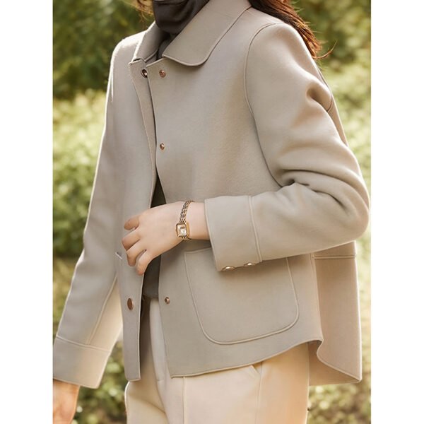 Women's Lightweight Autumn Short Coat - Single Breasted Turn Down Collar Long Sleeve Casual Outwear Jacket - Image 8