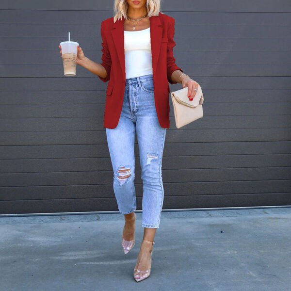 Womens Casual Blazers Open Front Long Sleeve Work Office Suit Jackets Blazer - Image 4