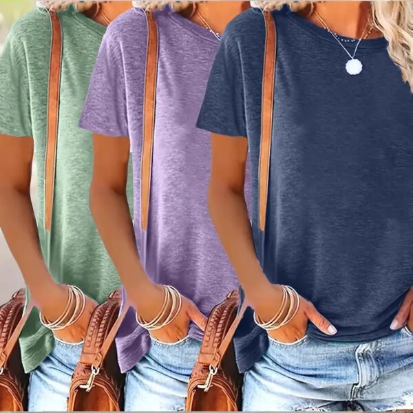 3 Pack Womens Tops Basic Summer Short Sleeve T Shirts Casual Loose Fit Tops 2025 Trendy Clothes - Image 6