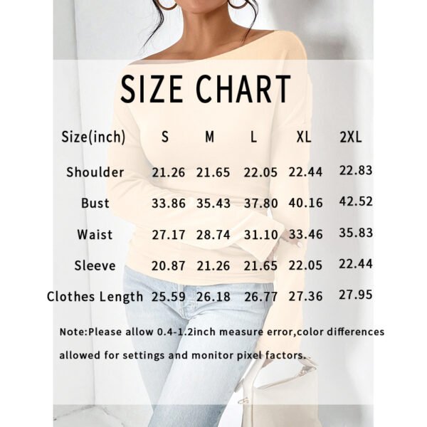 Women's Off The Shoulder Tops Long Sleeve T Shirts Going Out Tops Casual Trendy Ruched Slim Fitted Tees - Image 8