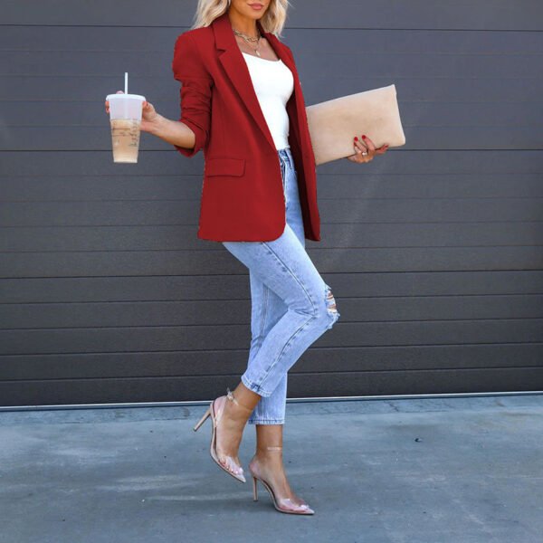 Womens Casual Blazers Open Front Long Sleeve Work Office Suit Jackets Blazer - Image 7