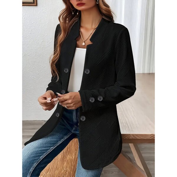 Women's Casual Business Open Front Cardigan Coat Long Sleeve Notch Collar Office Blazer Jacket - Image 8