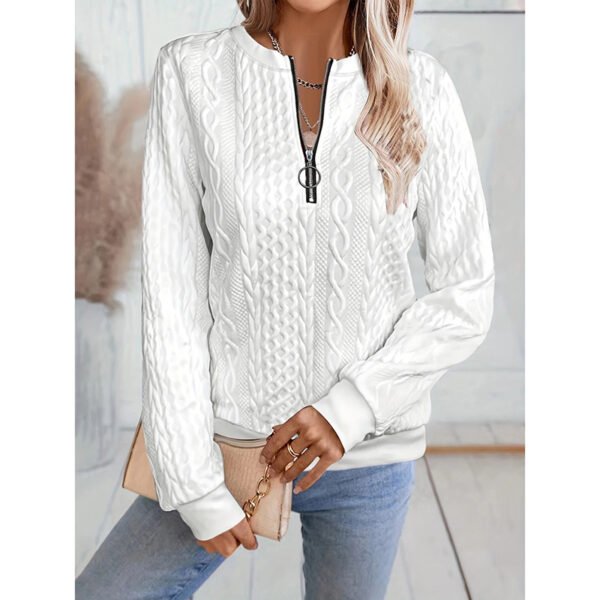 Women's Textured Half Zip Pullover Tops Casual Long Sleeve Crewneck Sweatshirts - Image 10