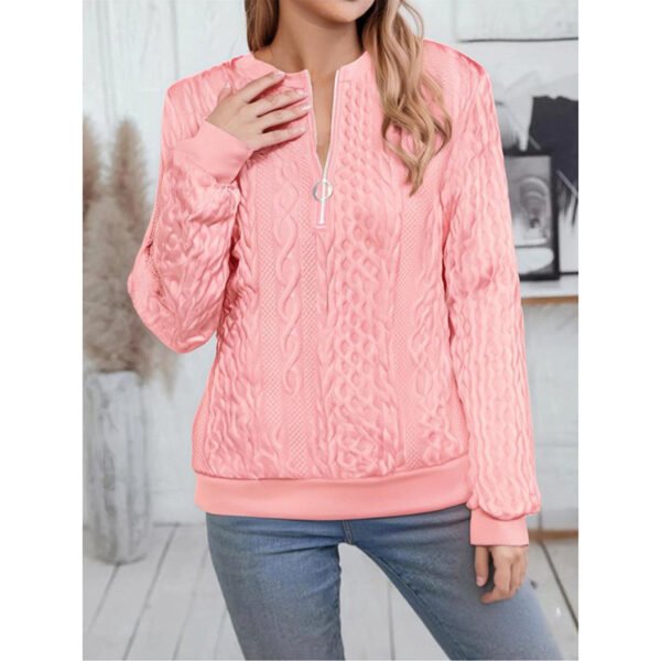 Women's Textured Half Zip Pullover Tops Casual Long Sleeve Crewneck Sweatshirts - Image 7