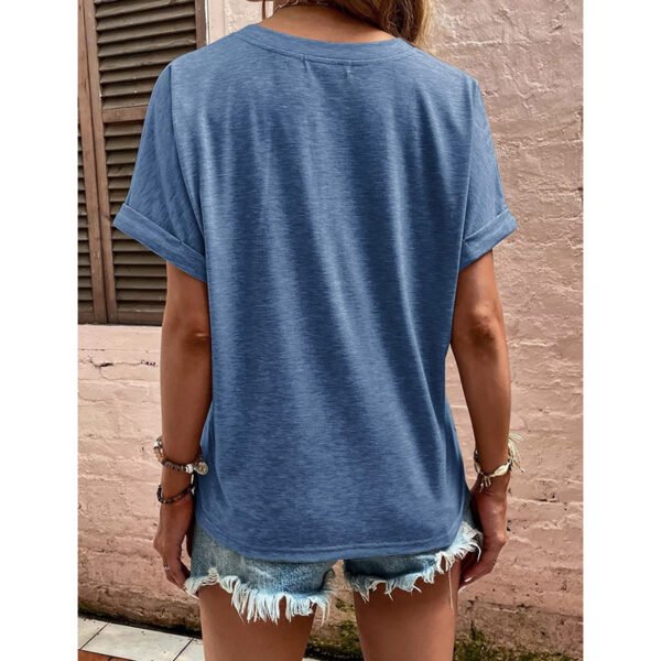 Womens Summer Shirts Short Sleeve Button Down V Neck Business Casual Tunic Tops - Image 6