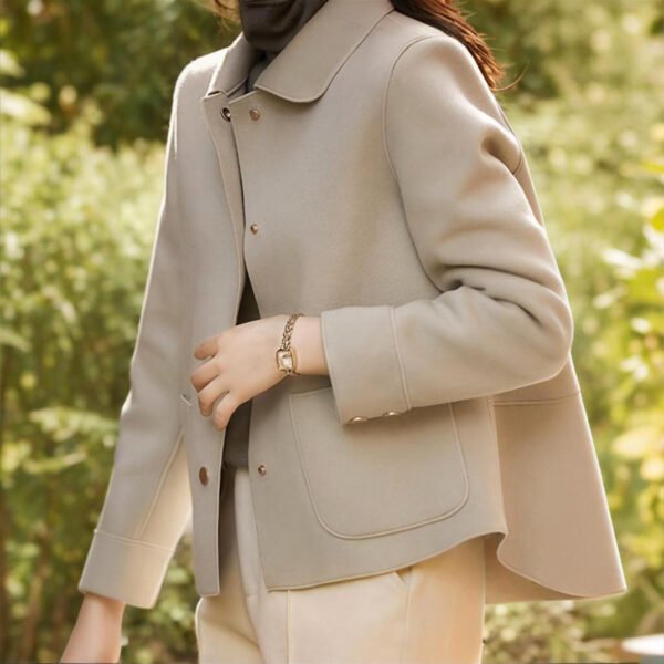 Elegant Women's Single-Breasted Raglan Sleeve Coat With Button & Pocket Details - Retro Style Casual Jacket - Image 8
