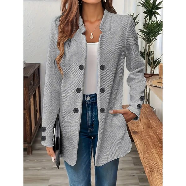 Women's Casual Business Open Front Cardigan Coat Long Sleeve Notch Collar Office Blazer Jacket - Image 4