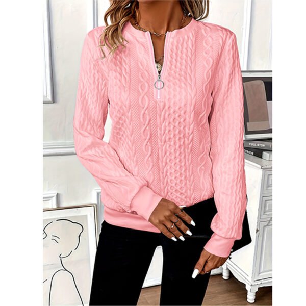 Women's Textured Half Zip Pullover Tops Casual Long Sleeve Crewneck Sweatshirts - Image 6