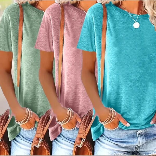 3 Pack Womens Tops Basic Summer Short Sleeve T Shirts Casual Loose Fit Tops 2025 Trendy Clothes - Image 9