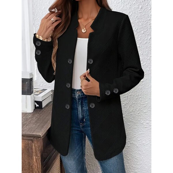 Women's Casual Business Open Front Cardigan Coat Long Sleeve Notch Collar Office Blazer Jacket - Image 3
