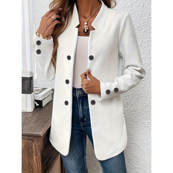 Women's Casual Business Open Front Cardigan Coat Long Sleeve Notch Collar Office Blazer Jacket - Image 6