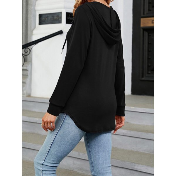 Women's Long Sleeve Hooded Tunic Tops Button Swing Pullover Hoodie Sweatshirts - Image 9