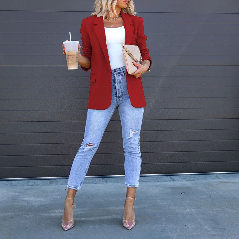 Womens Casual Blazers Open Front Long Sleeve Work Office Suit Jackets Blazer - Image 6