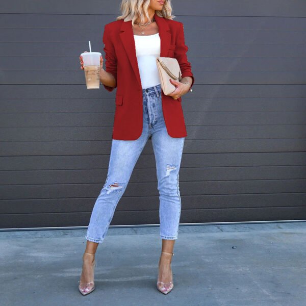 Womens Casual Blazers Open Front Long Sleeve Work Office Suit Jackets Blazer - Image 6