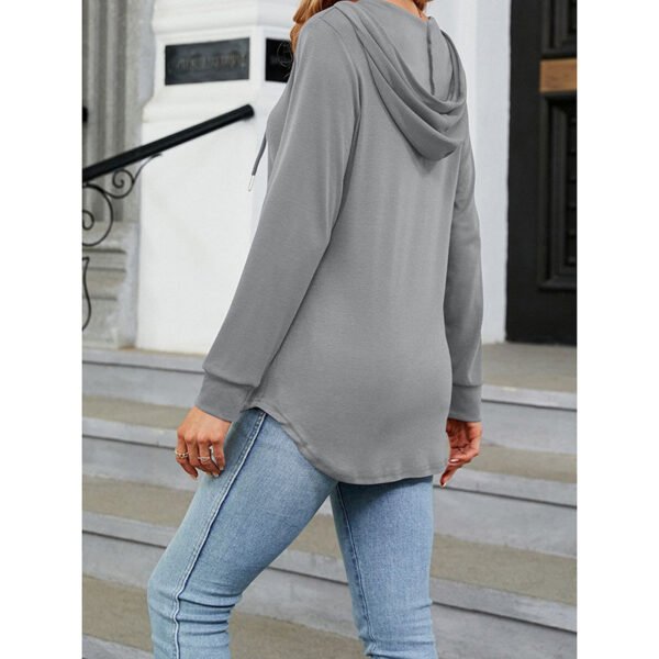 Women's Long Sleeve Hooded Tunic Tops Button Swing Pullover Hoodie Sweatshirts - Image 10