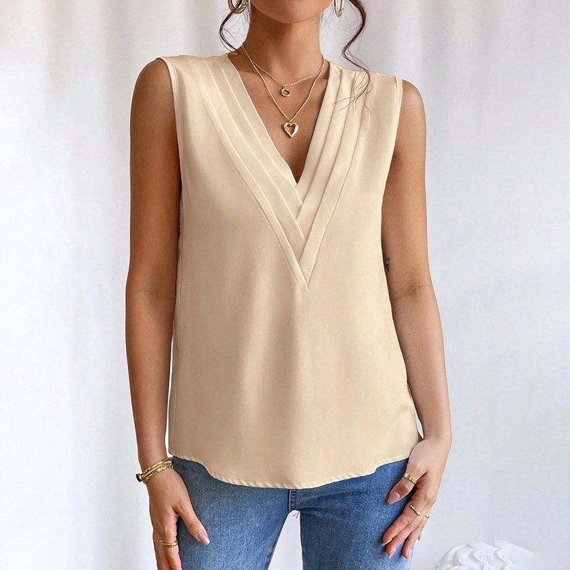 Women's Elegant V Neck Tank Tops Summer Casual Sleeveless Shirts - Image 7