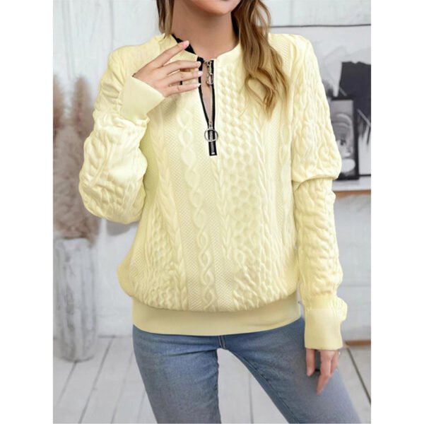 Women's Textured Half Zip Pullover Tops Casual Long Sleeve Crewneck Sweatshirts - Image 2