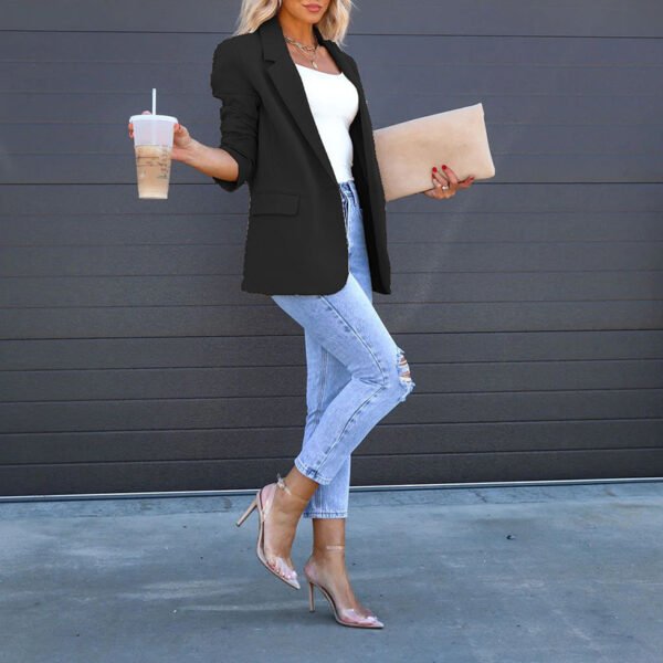 Womens Casual Blazers Open Front Long Sleeve Work Office Suit Jackets Blazer - Image 5