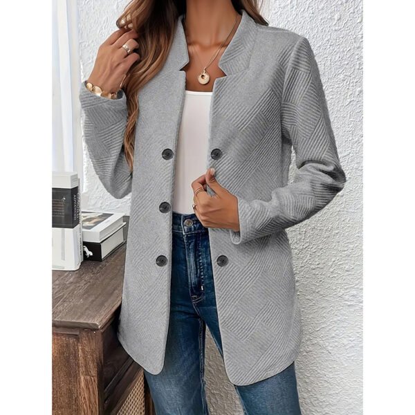 Women's Casual Business Open Front Cardigan Coat Long Sleeve Notch Collar Office Blazer Jacket - Image 2