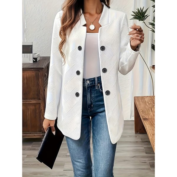 Women's Casual Business Open Front Cardigan Coat Long Sleeve Notch Collar Office Blazer Jacket - Image 5
