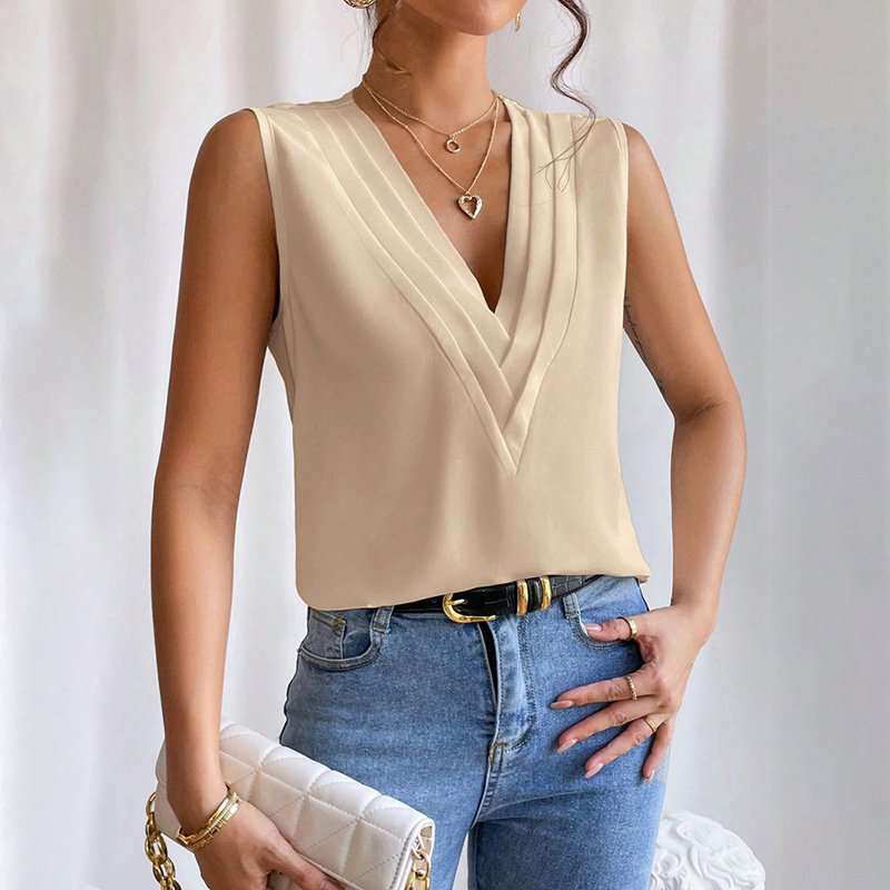 Women's Elegant V Neck Tank Tops Summer Casual Sleeveless Shirts - Image 6