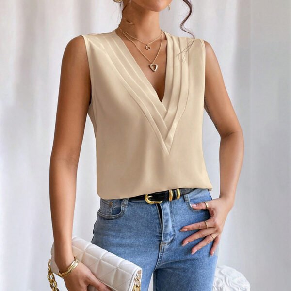 Women's Elegant V Neck Tank Tops Summer Casual Sleeveless Shirts - Image 6